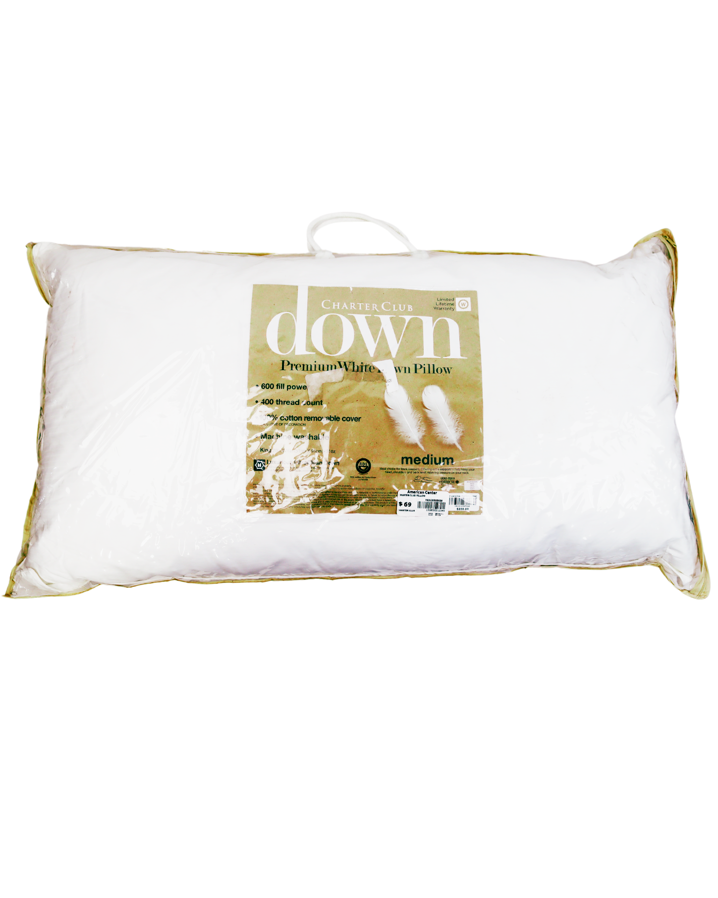 CHARTER CLUB DURABLE Soft Pillow American Center Outlet