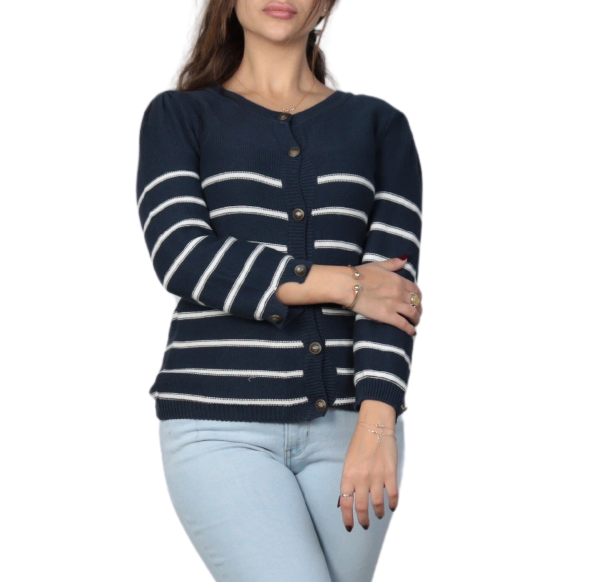 BERSHKA Women Stripe Wool Jacket