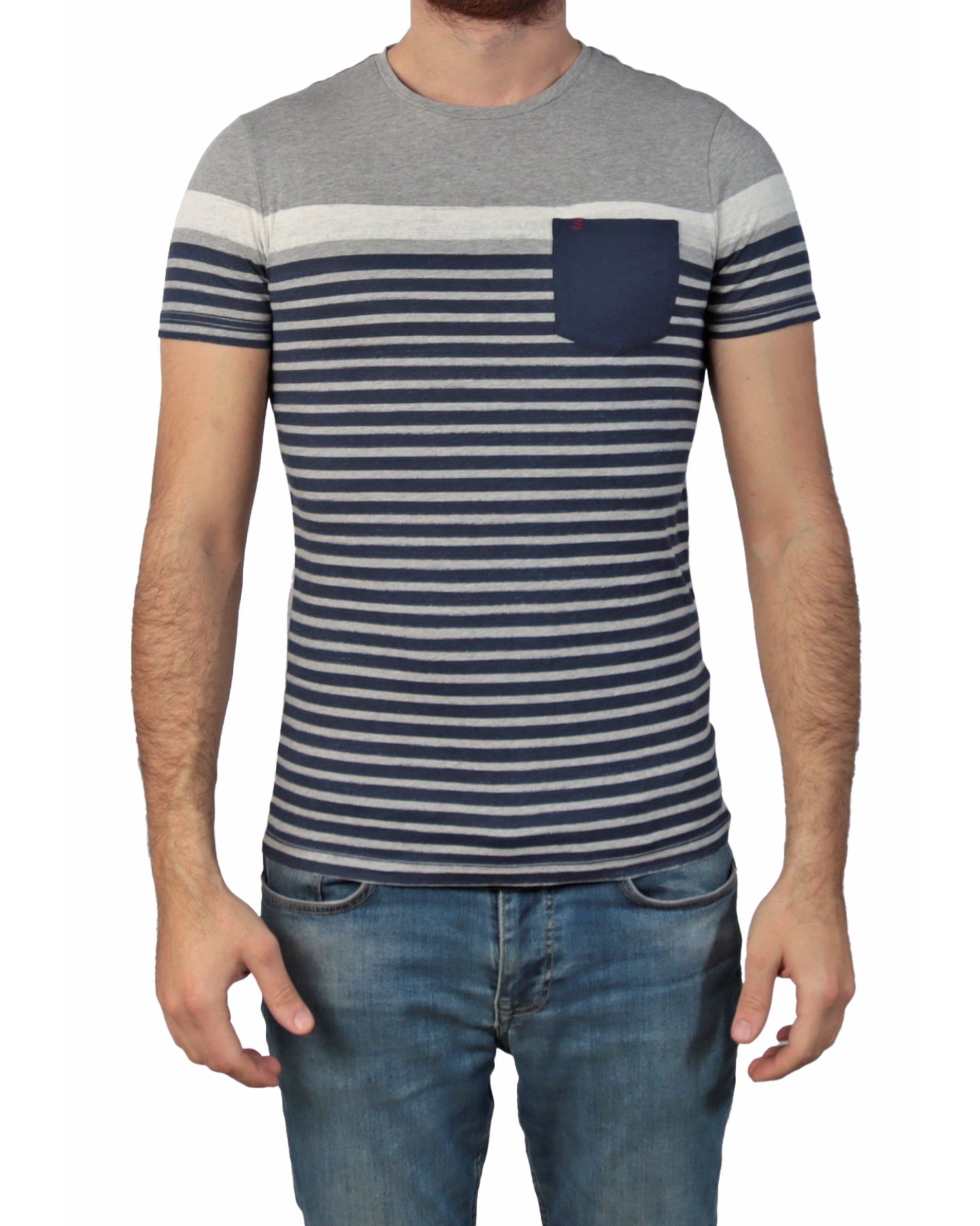 SALSA Men Stripe T-Shirt Short Sleeve