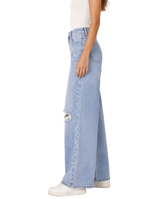 KIABI Women Wide Leg Ripped Jeans
