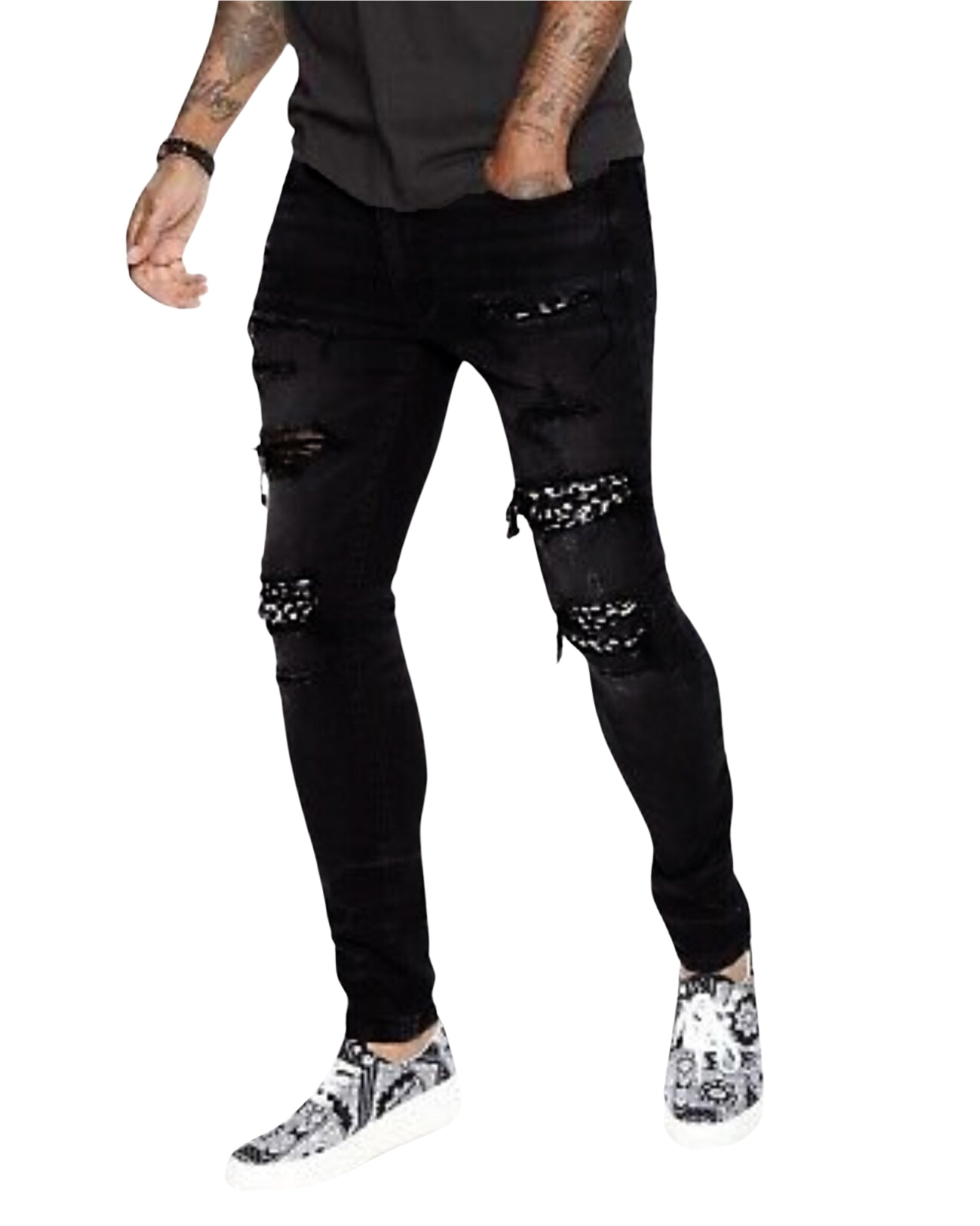 NOVAMEN Men Designed Ripped Jeans