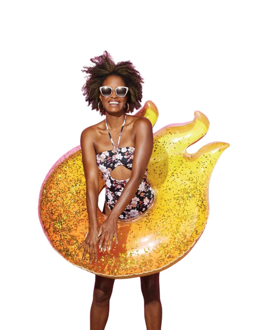 SUN SQUAD Giant Glitter Flame Swim Tube