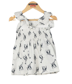 BLUEBERI Girls Giraffe Ruffle Dress