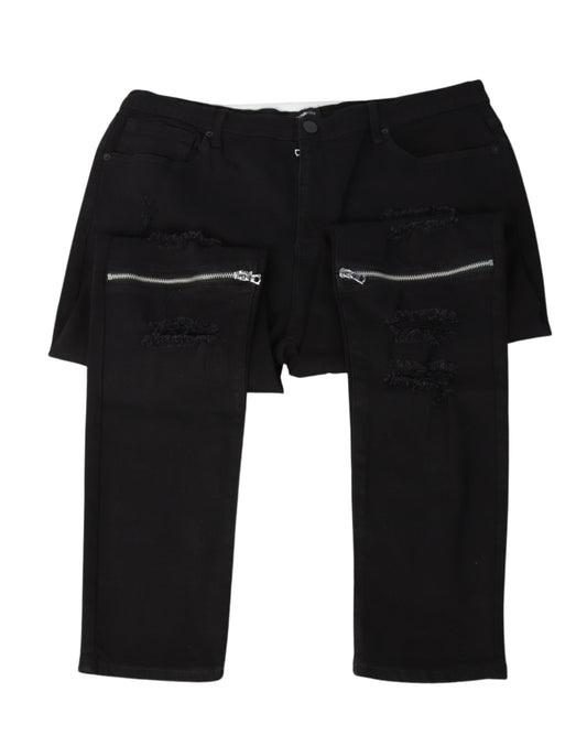 NOVAMEN Men Rip Zipper Jeans
