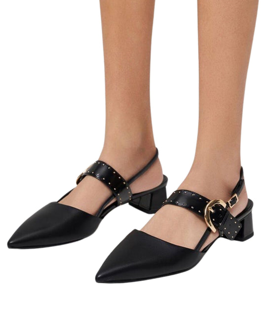 CHARLES & KEITH Women Studded Buckled Slingback Pumps Heels