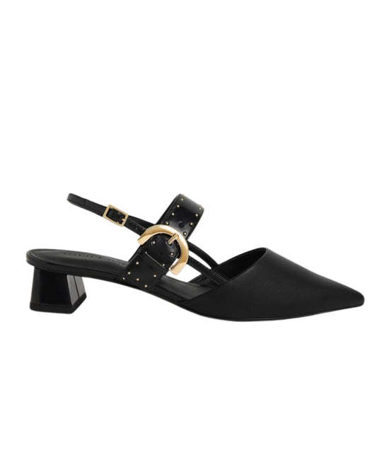 CHARLES & KEITH Women Studded Buckled Slingback Pumps Heels