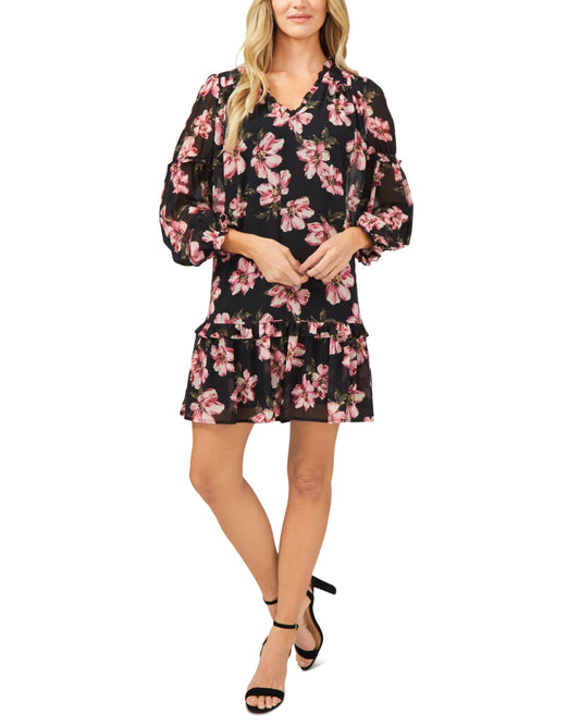CECE Women Floral Dress Long Sleeve