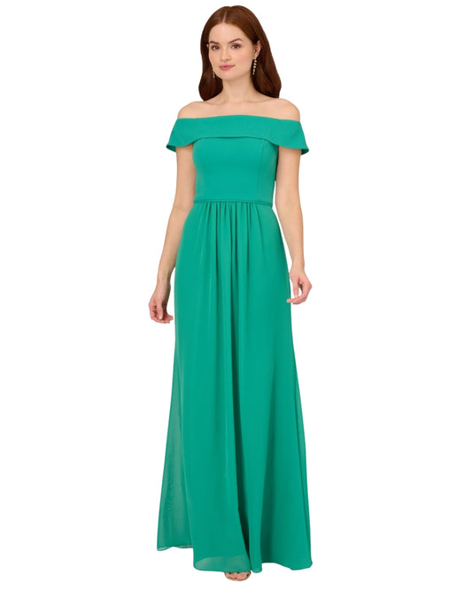 ADRIANNA PAPELL Women Pleated Tea Length Evening Dress