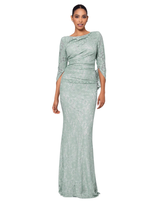 BETSY & ADAM Embellished Lace Capelet Dress