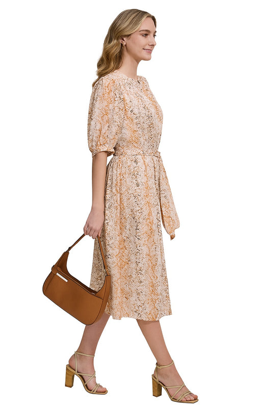 CALVIN KLEIN Women Printed Tie-Waist Shirtdress