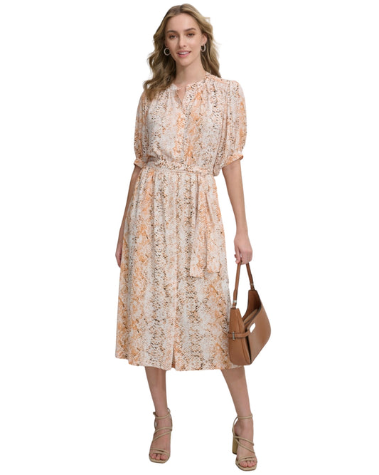 CALVIN KLEIN Women Printed Tie-Waist Shirtdress