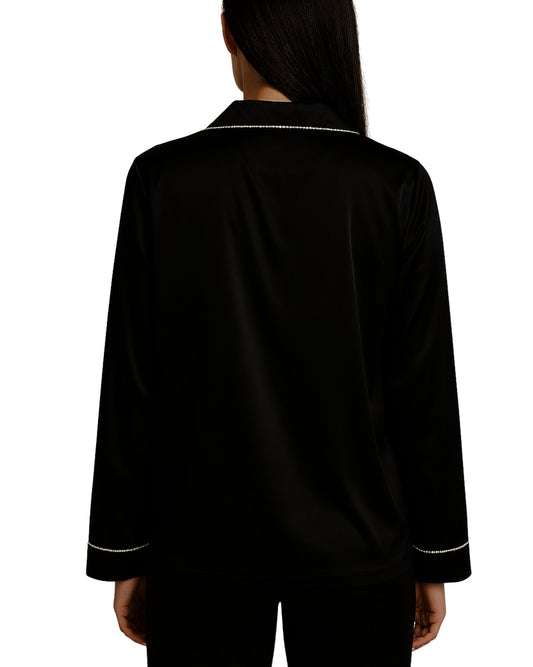 INC INTERNATIONAL CONCEPTS Women Satin Silver Rhinestone Shirt