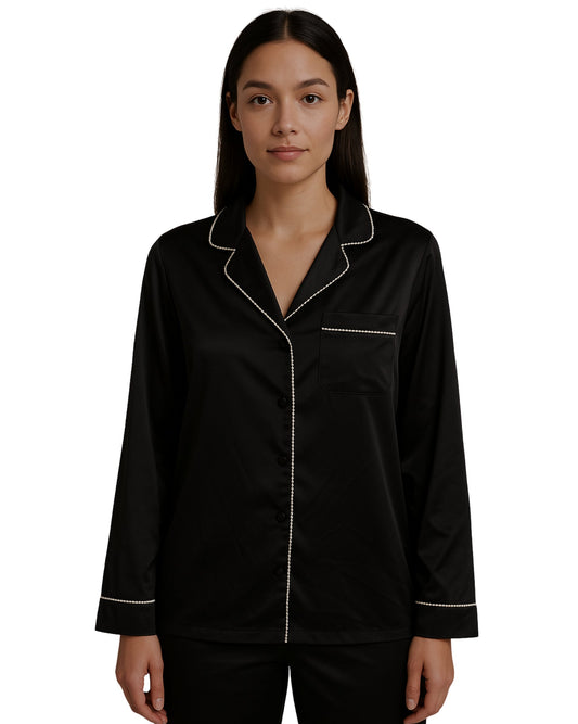 INC INTERNATIONAL CONCEPTS Women Satin Silver Rhinestone Shirt