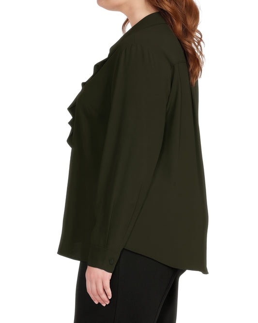 CALVIN KLEIN Women Ruffle-Front Long-Sleeve Blouse