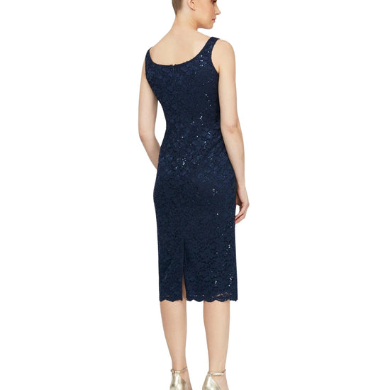 SLNY Women Shimmering Lace Sequin Dress
