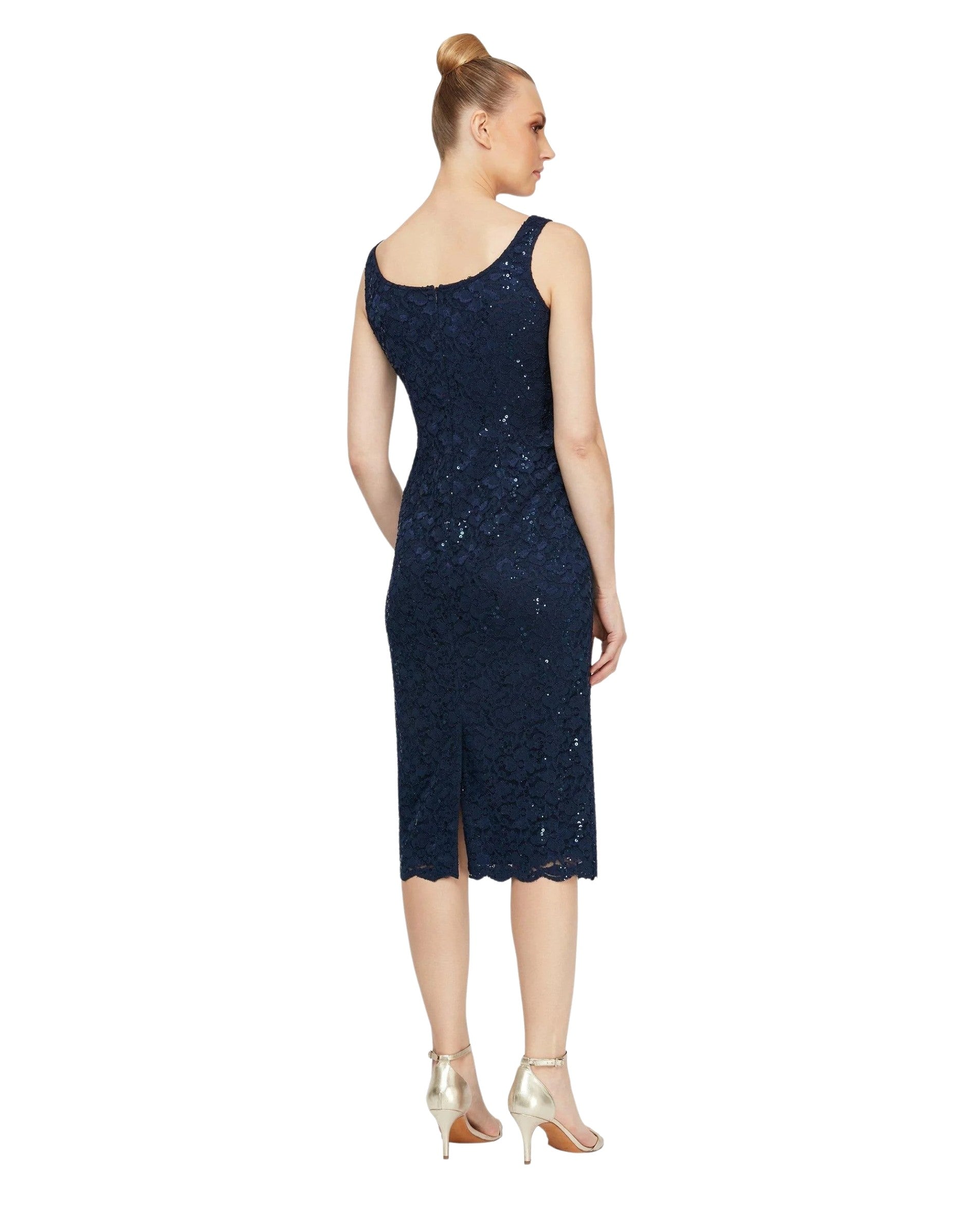 SLNY Women Shimmering Lace Sequin Dress