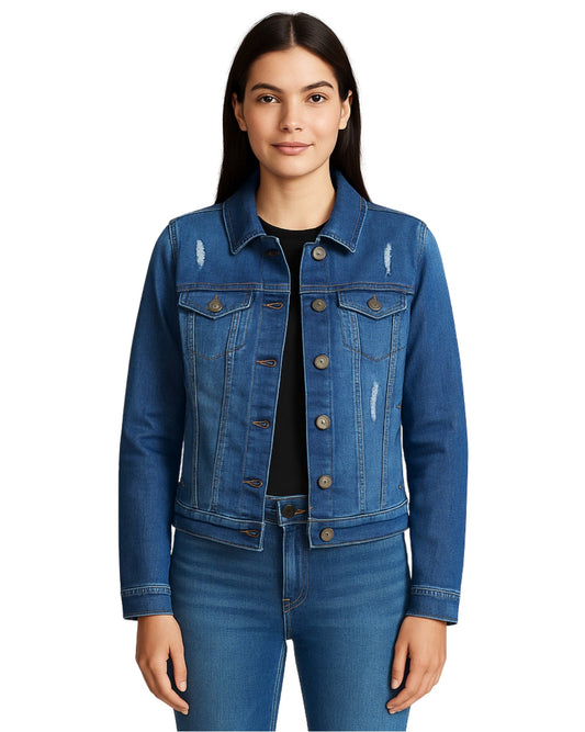KISHES Women Rip Casual Jacket