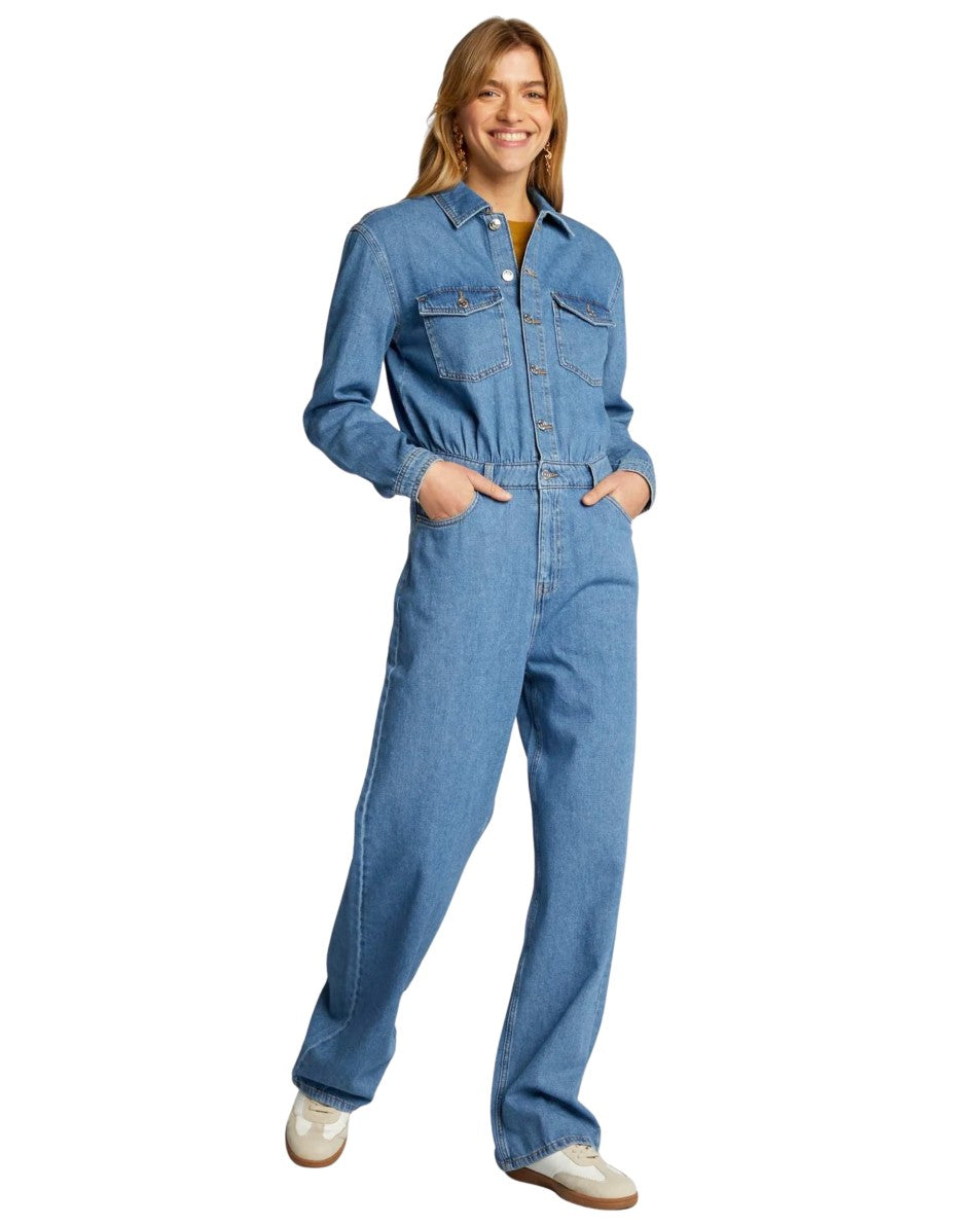 KIABI Women Wide Leg Denim Jumpsuit