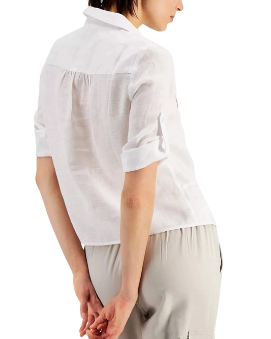 INC INTERNATIONAL CONCEPTS Women Linen Twist-Hem Shirt