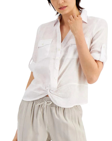 INC INTERNATIONAL CONCEPTS Women Linen Twist-Hem Shirt