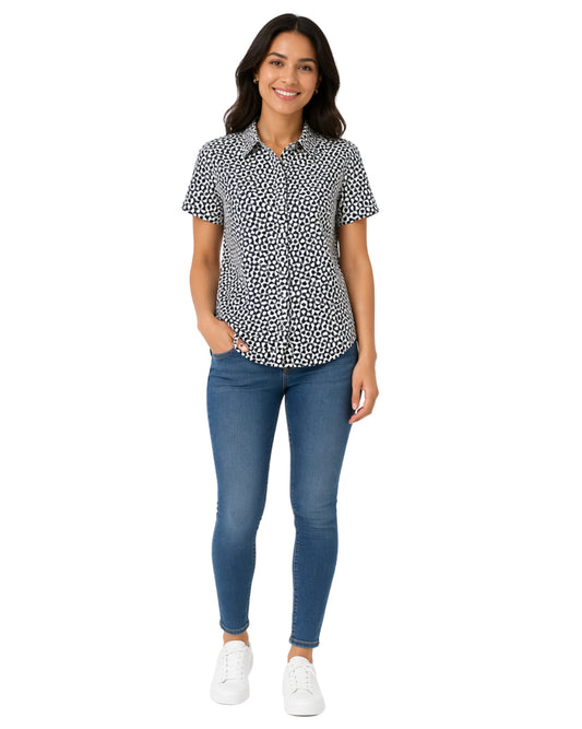 LIZ CLAIBORNE Women Graphic Short Sleeve Shirt