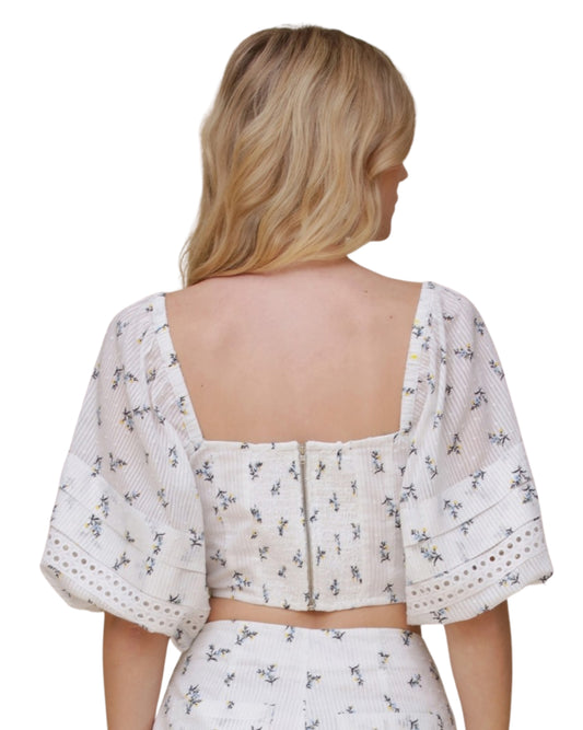 AVEC LES FILLES Women Cotton Balloon Sleeve Top