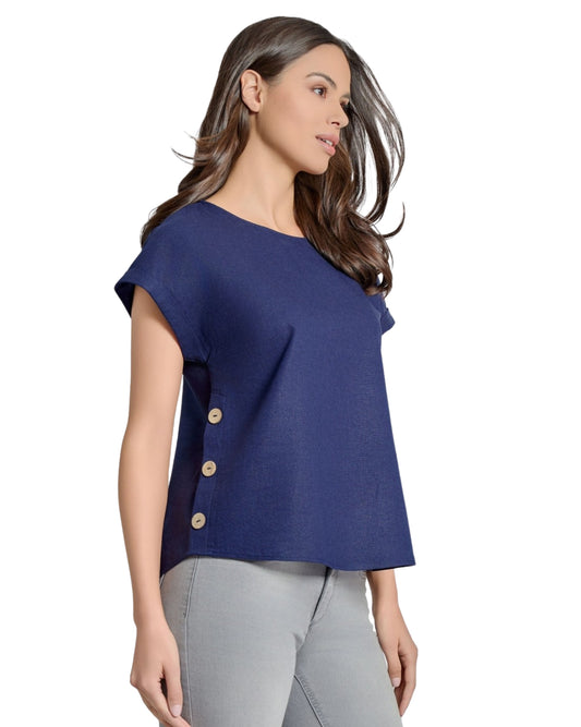 JONES NEW YORK Women Button Design Causal T-Shirt