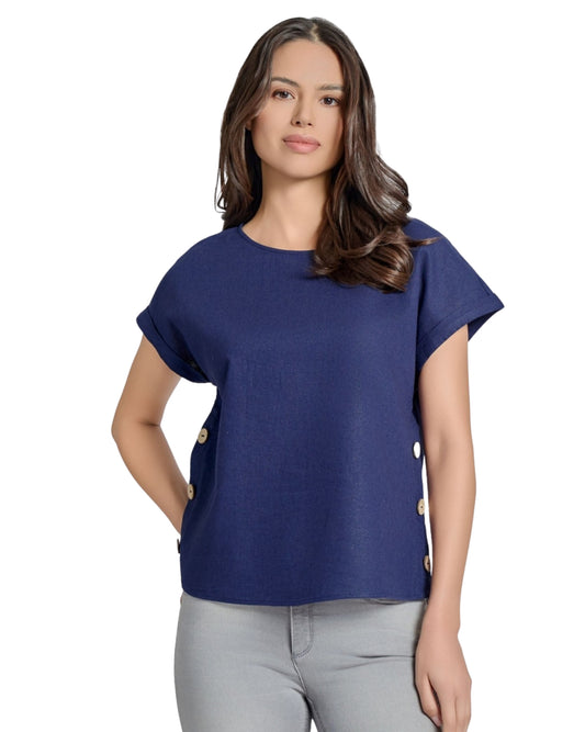 JONES NEW YORK Women Button Design Causal T-Shirt