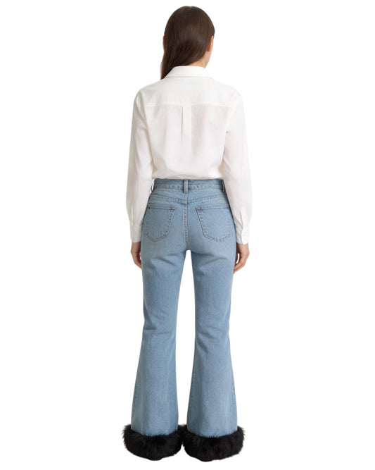 EDIKTED Women Fur Ankle Leg Jeans