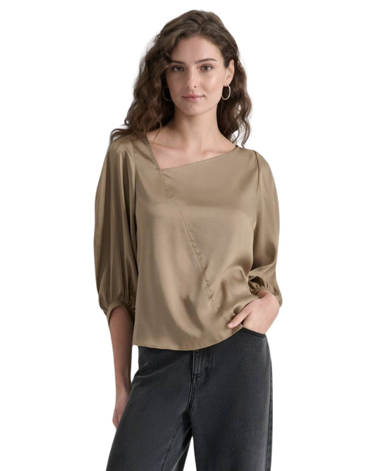 DKNY Women 3/4 Puff Sleeve Top