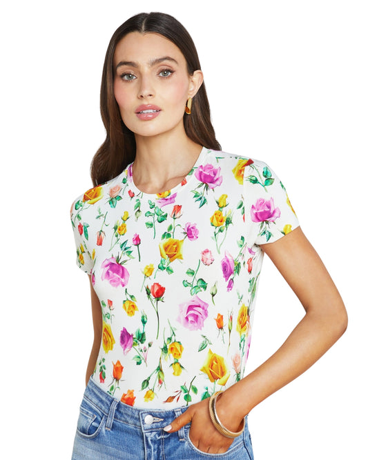 L'AGENCE Women Floral Short Sleeve T-Shirt
