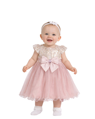 RARE EDITIONS Baby Girls Bow Designed Dress