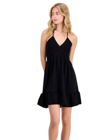 MADDEN GIRL Women Crochet Bodice Halter Empire Waist Dress