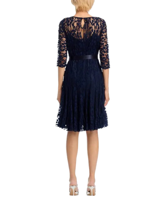 RICKIE FREEMAN Women Leaf Lace Pintuck Dress