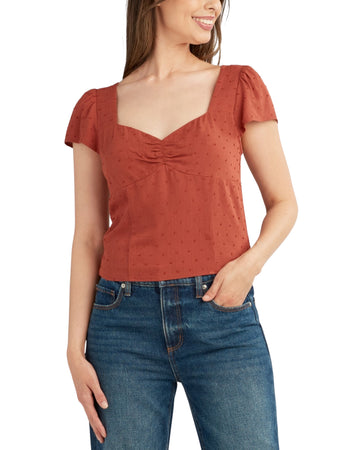 BCX Women Clip Dot Sweetheart Neck Top