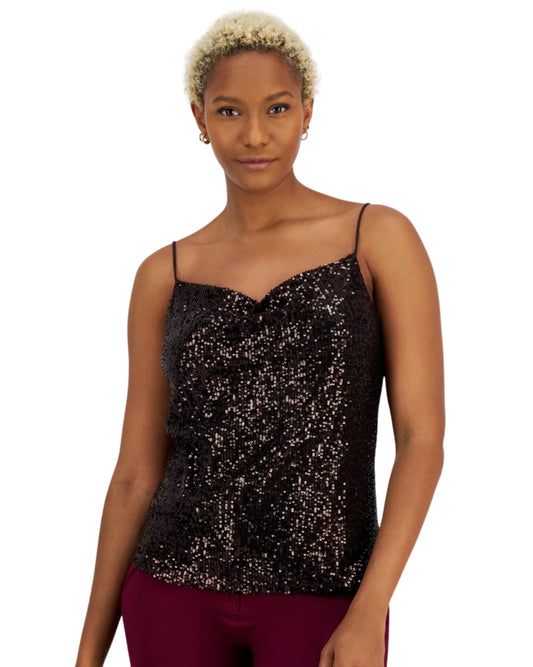 BAR III Women Sleeveless Sequin T-Shirt