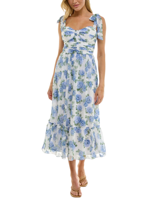BCX Women Floral Print Jacquard Sleeveless Fit & Flare Dress