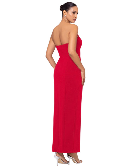 BETSY & ADAM Women Strapless Tuxedo Gown