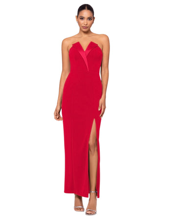 BETSY & ADAM Women Strapless Tuxedo Gown