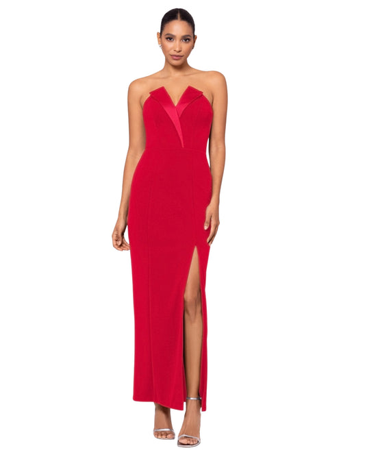 BETSY & ADAM Women Strapless Tuxedo Gown