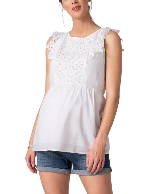 SERAPHINE Women Broderie Anglaise Cotton Maternity Nursing Top