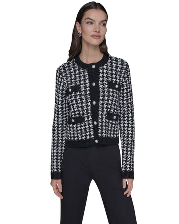 KARL LAGERFELD Women Houndstooth Knit Design Jacket