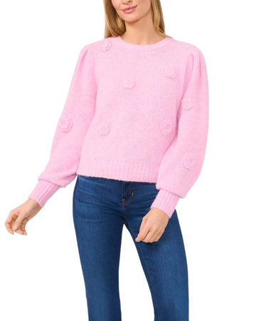 CECE Women Floral Appliqué Details Sweater