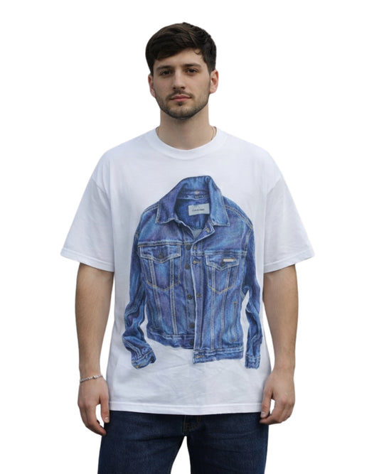 CK CALVIN KLEIN Men Front Jeans Jacket Design T-Shirt