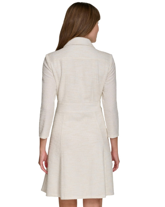 TOMMY HILFIGER Women Elegant Ivory Textured Dress
