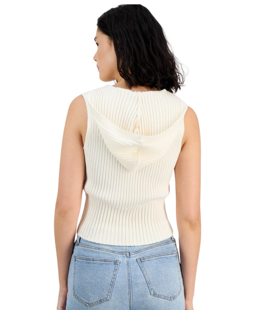 ULTRA FLIRT Women Cable-Knit Hooded Sweater Vest