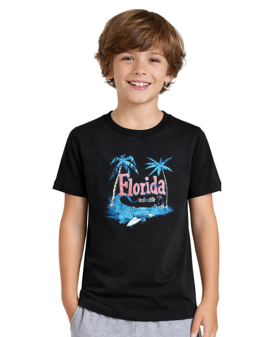 QUIKSILVER Boys Florida Palm Tree Graphic T-Shirt