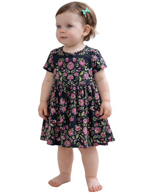 DOT DOT SMILE Baby Girls Floral Design Dress