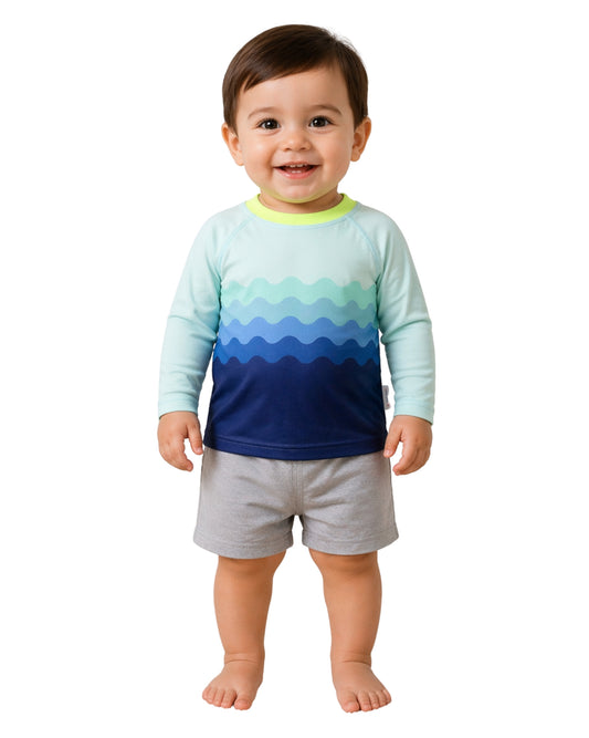 ROCKETS OF AWESOME Baby Boys Wave Graphic Swim T-Shirt