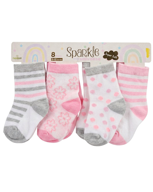 SPARKLE Baby Girls Designed Socks 8 Pairs